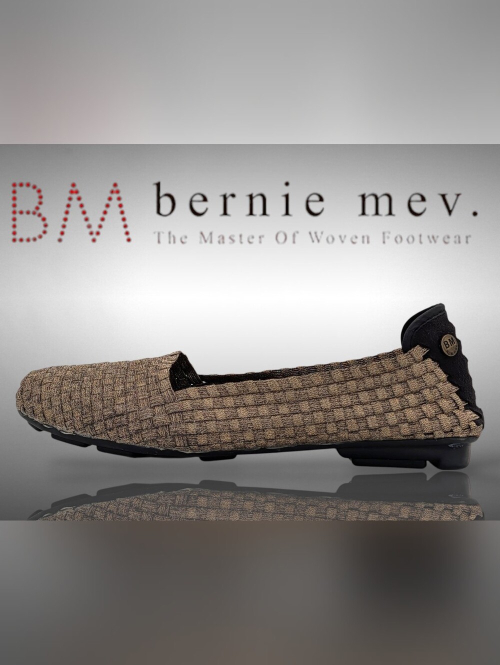 Bernie Mev Sz EU 39 US 8.5-9 Demure Bronze Metallic Woven Elastic Ballet Flats